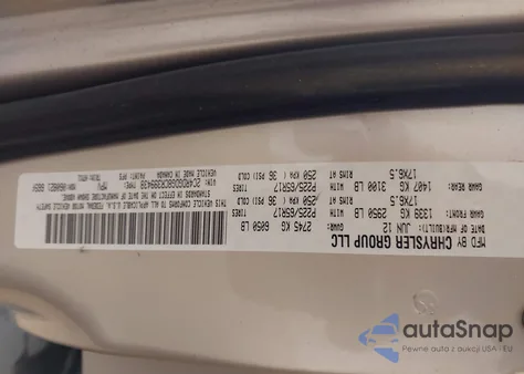 2012 Dodge Grand Caravan Crew z USA, uszkodzony, nr VIN 2C4RDGDG8CR399438